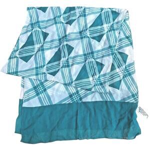 Vintage Talbots sheer silk scarf green & white long rectangle geometric design